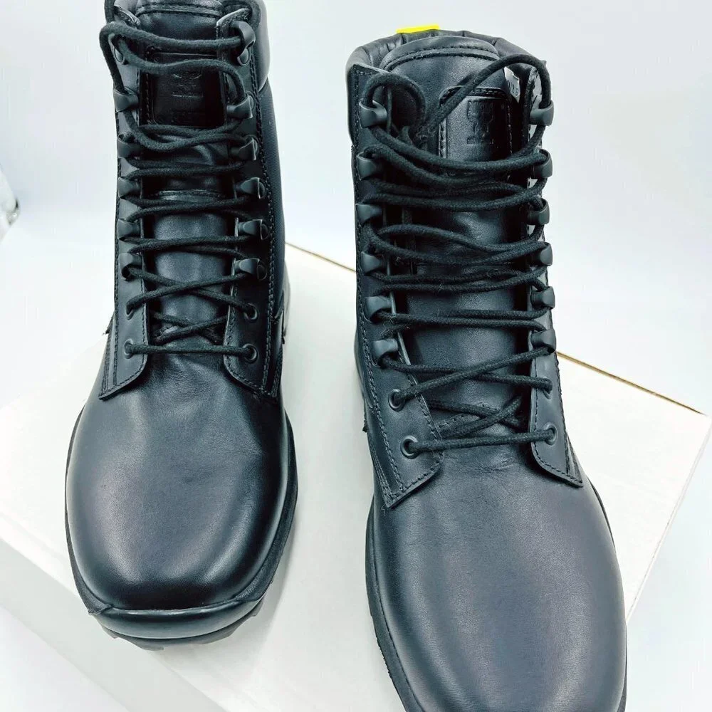 MCM Men's Black Leather Reflective Patch Boots w/Yellow Pull MEX 9AMM83 BK sz 41